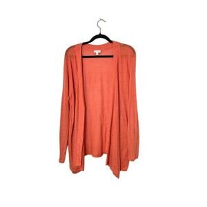 J. Jill Love Linen Womens Linen Cardigan Size Large Orange Preppy Casual
